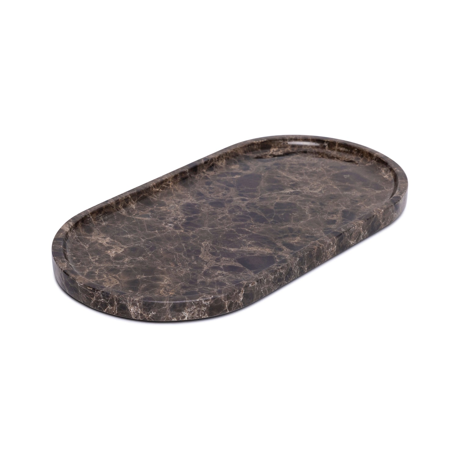 Marmer tray ovaal 30x15cm bruin