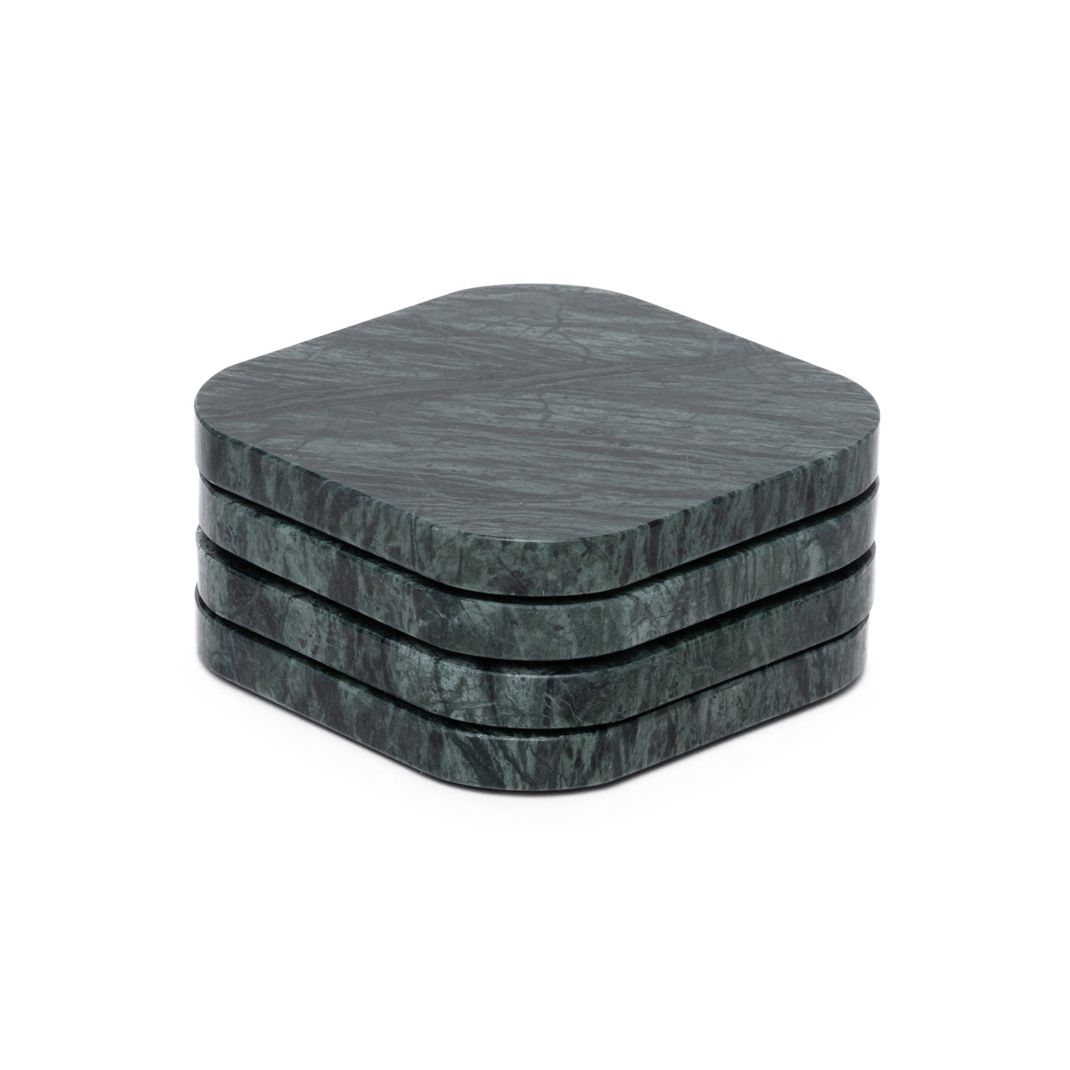 Onderzetter marmer - organisch - groen set van 4 stuks - 10x10x1cm