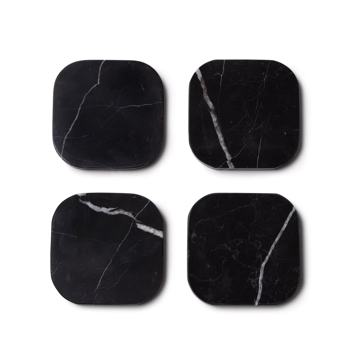 Coaster marble - organic - black set of 4 pieces - 10x10x1cm 