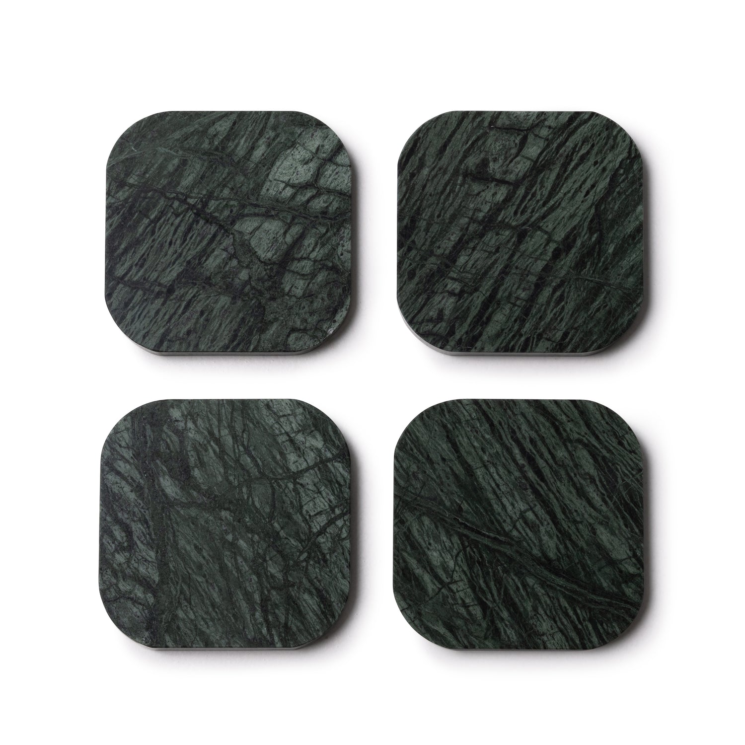 Onderzetter marmer - organisch - groen set van 4 stuks - 10x10x1cm