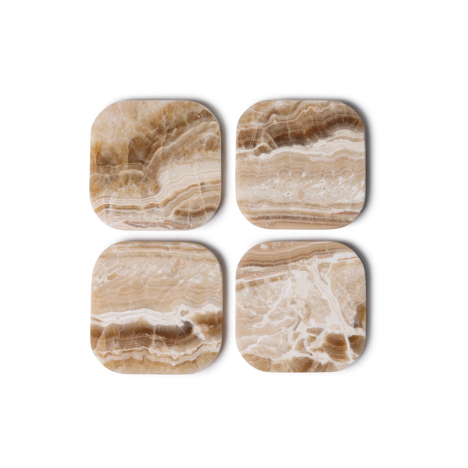 Marmer onderzetters - organisch - sandal onyx - set van 4 stuks - 10x10x1cm