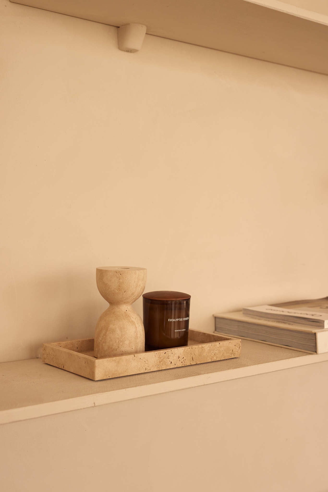 Travertine design candle holder Ø8x14cm