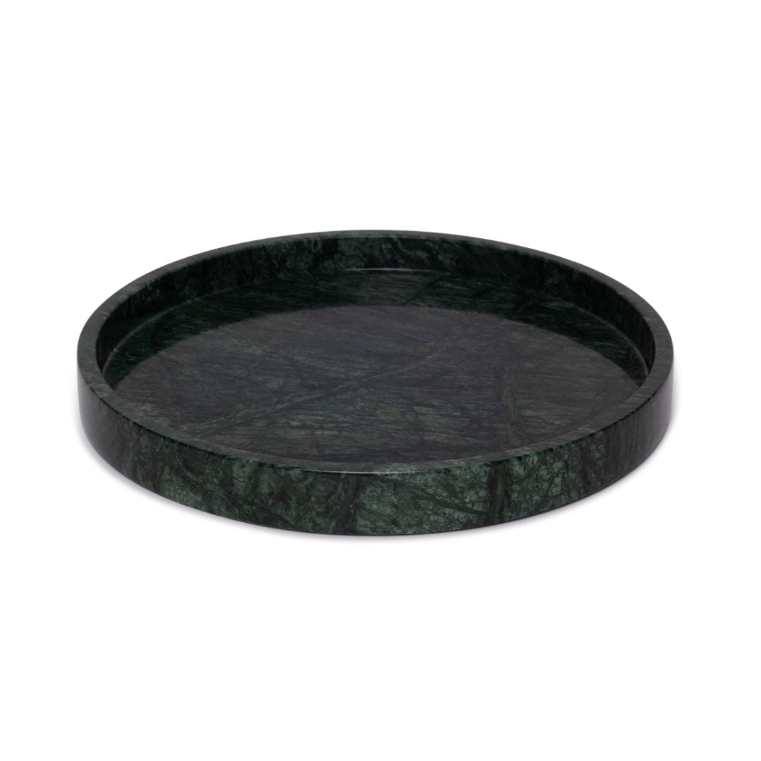 Marble tray round with edge tray Ø30cm green